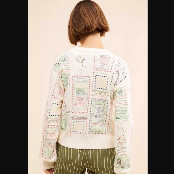 XXL Never Fully Dressed x Anthropologie embroidered work cardigan sweater - Picture 2 of 12